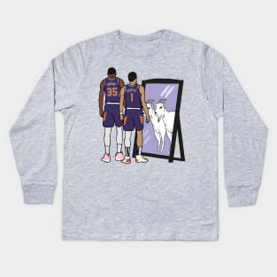 Kevin Durant and Devin Booker Mirror GOATs Kids Long Sleeve T-Shirt